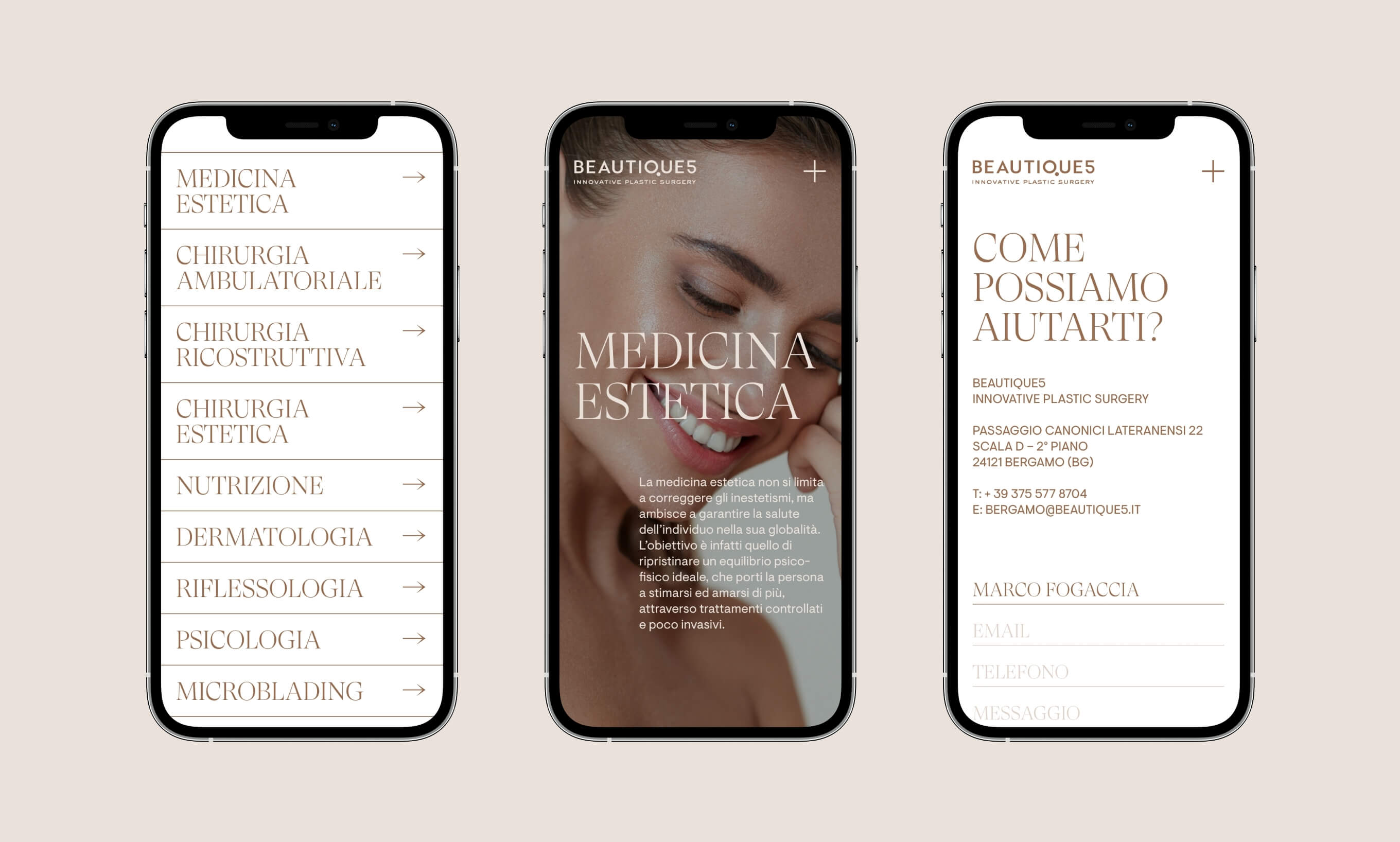 Beautique5 mobile website pages