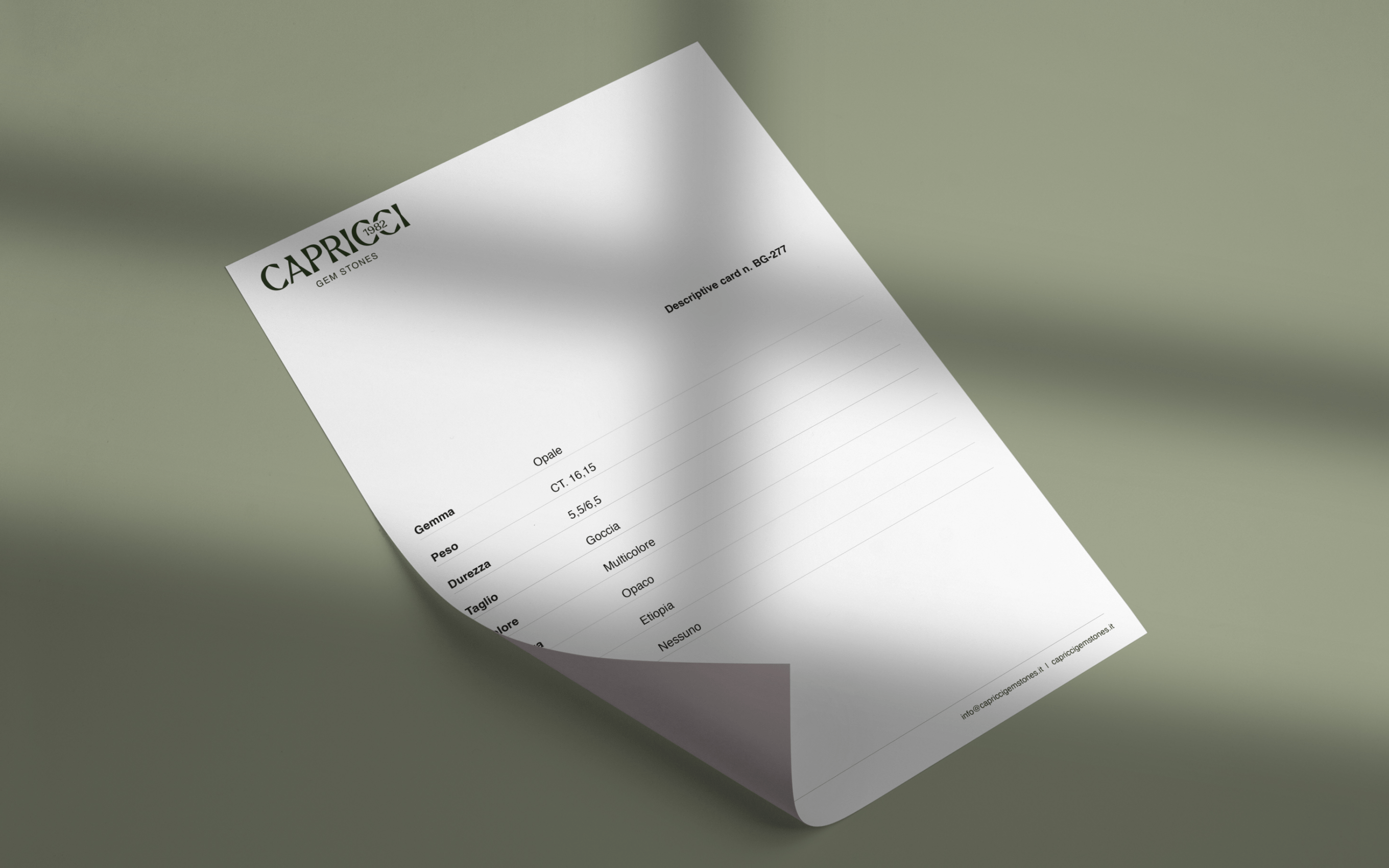 Capricci certificate letter