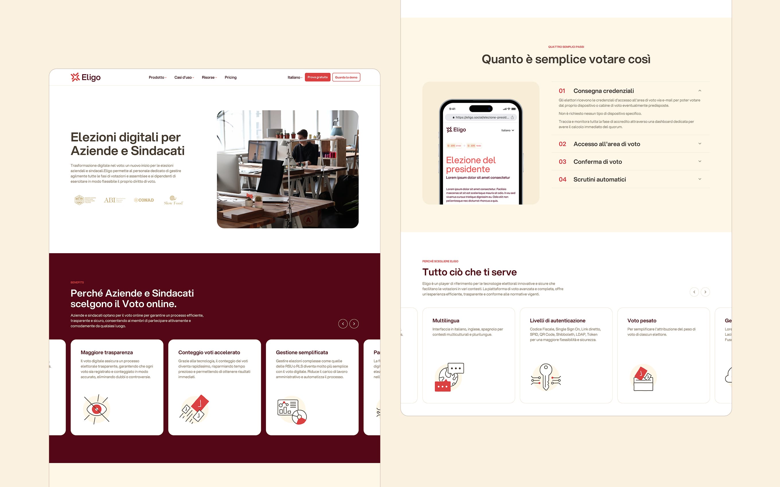Eligo website layout