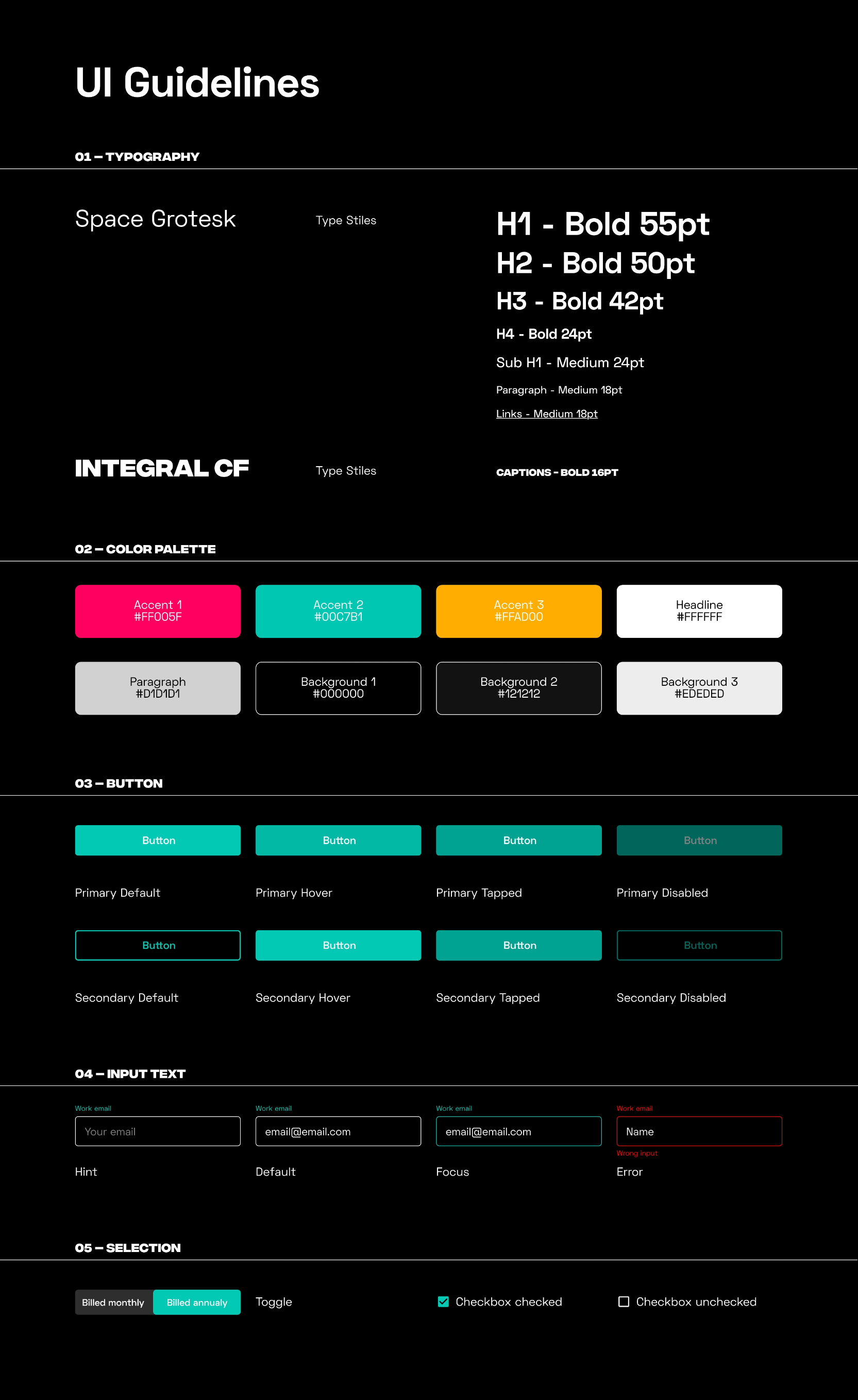 VRGENCE UI guidelines